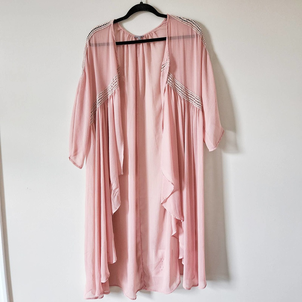 Charlotte Russe Sheer Pink Kimono Coverup